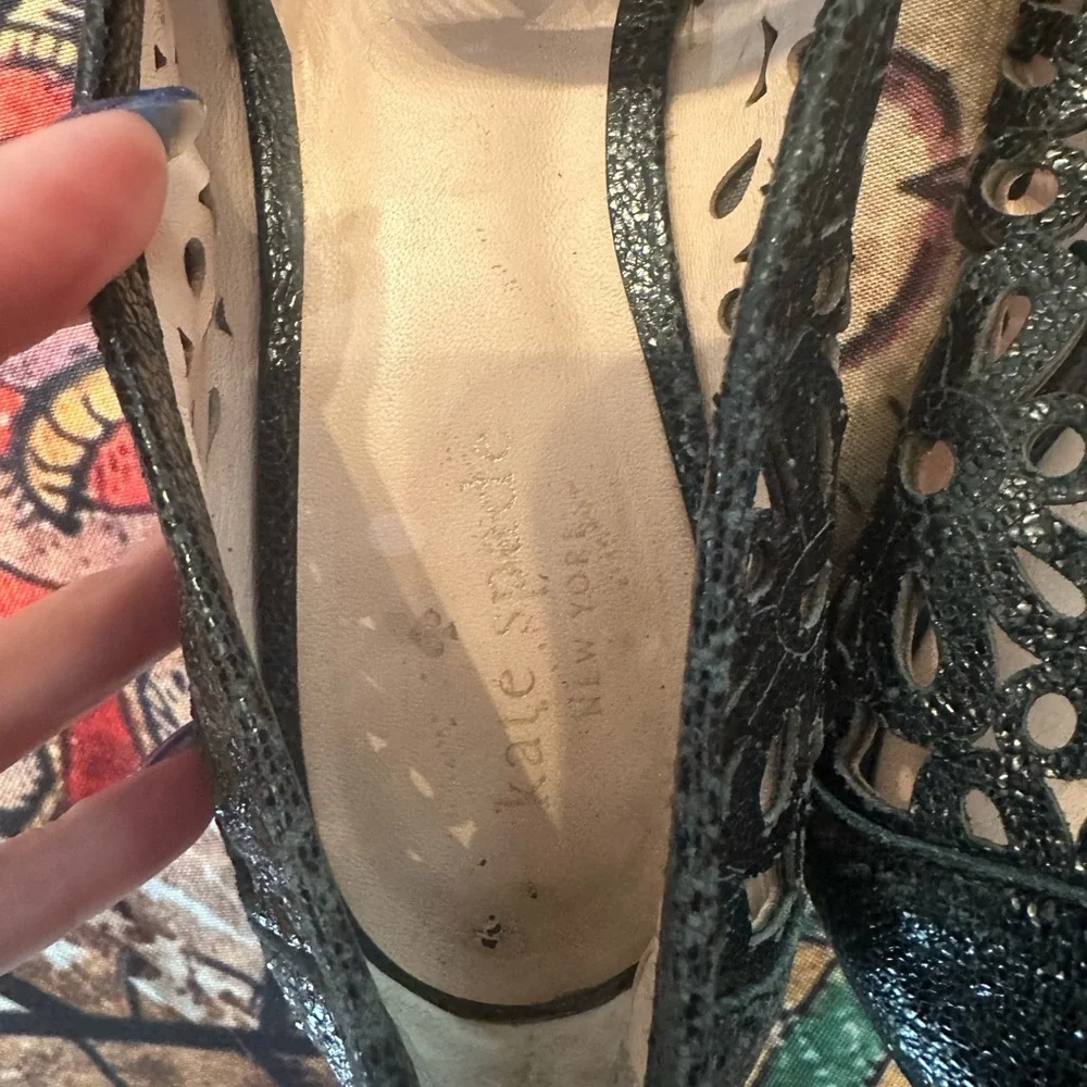 Kate Spade Black Metallic Cutout Flats Size 7